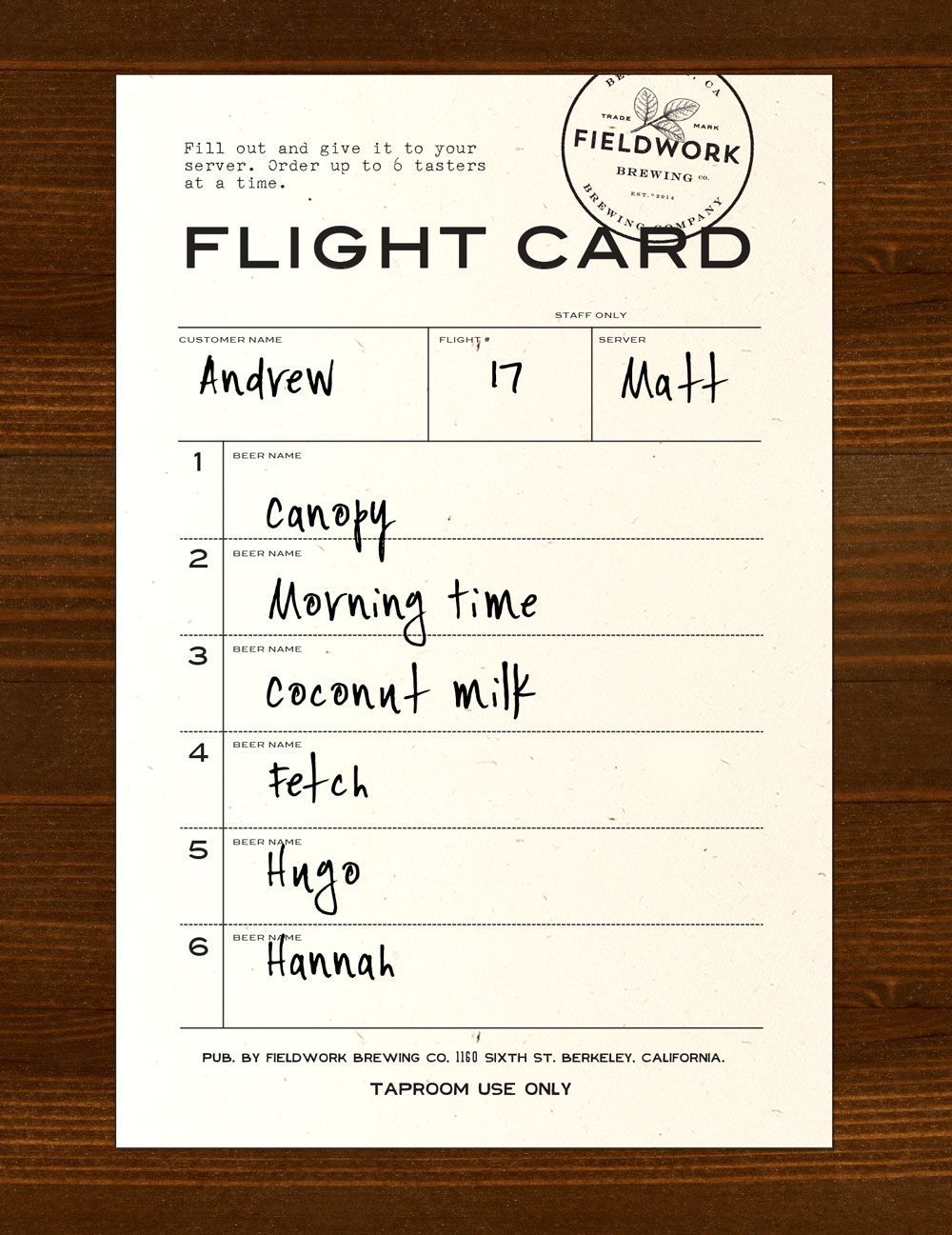 Fieldwork Brewing Co Brewery Design Beer Menu Design Brewing Co