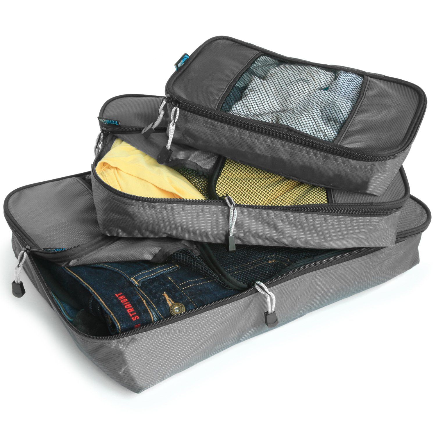 Durable 3 Piece Weekender Luggage Organizer Set TravelWise Packing Cube System