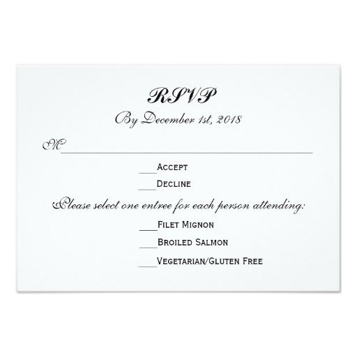3 Entree Choices Rsvp Wedding Response Reply Card Invites 3 Entree Choices Rsvp Wedding Response Reply Card