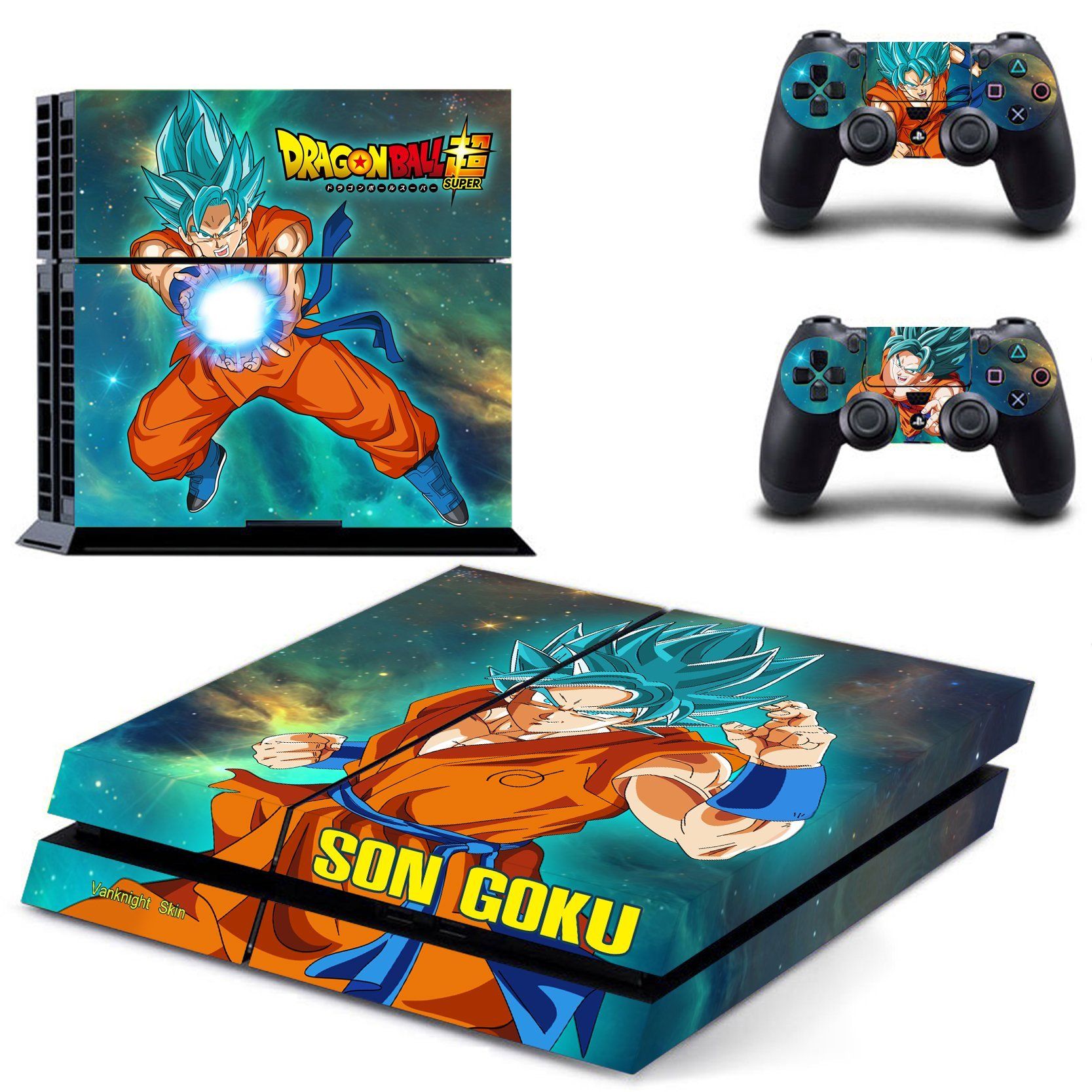 Vanknight Xbox One S Slim Console 2 Controllers Remote Skin Set Vinyl Skin Decals Stickers Covers Wrap for XB1 S Goku XB1 S