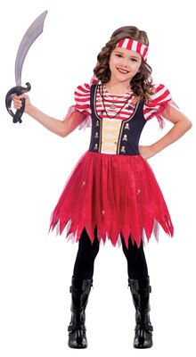 Girls Pink Pirate Costume Cute Skull High Seas Sailor Halloween Kids Child S M L
