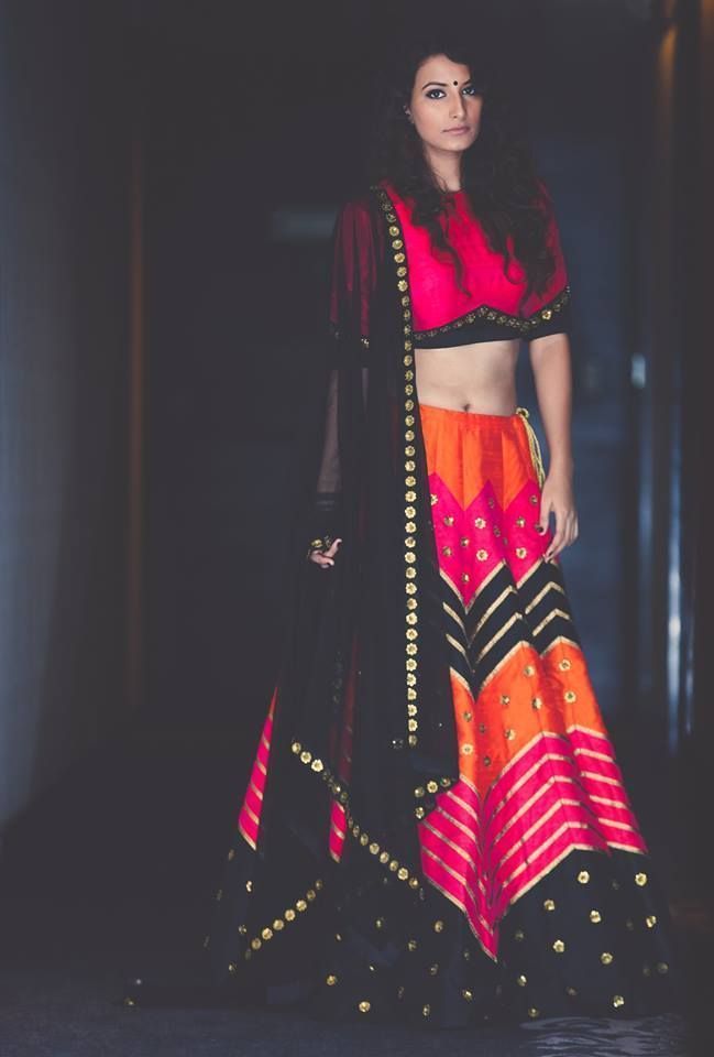 Chevron pattern lehenga choli for indian weddings