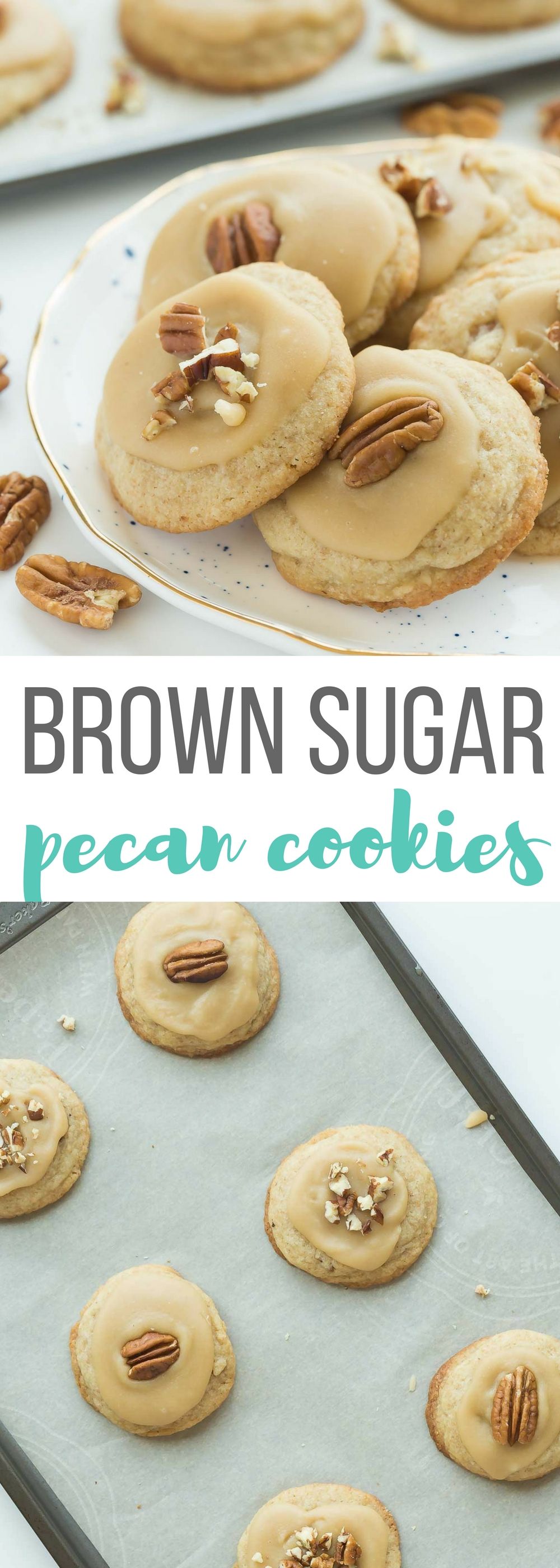 These Brown Sugar Pecan Cookies are soft, buttery, brown sugar cookies topped with brown sugar frosting and more pecans -- perfect for Christmas baking or any day of the year! Includes step by step recipe video | sugar cookies | soft cookies | Christmas cookies | fall baking | cookie exchange | #Christmascookies #Christmasbaking #sugarcookies Pecan Cookie Recipes, Holiday Baking Recipes, Pecan Cookies, Holiday Recipes Christmas, Cookies Recipes Christmas, Cookies Soft, Christmas Baking, Christmas Food, Cookies Et Biscuits