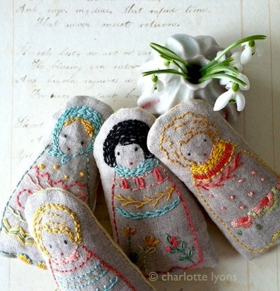 embroidered dolls or sampler PDF pattern and instructions #littledolls