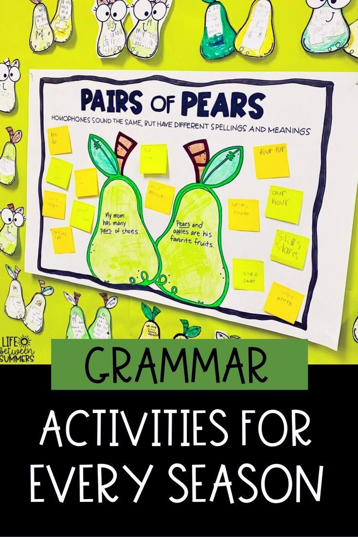Are you looking for grammar crafts and grammar activities you can use all year long? In this post, I am sharing my favorite language arts activities for elementary students you can use for every season. Find parts of speech activities, a multiple meaning words Halloween craft as well as a snowman craft for working on compound sentences. There is also a spring craft for working on plural nouns as well as a summer craft for compound words. Find a homophones craft too! Elementary Language Arts Activities, Parts Of Speech Activities, Adjectives Activities, Sentence Activities, Literacy Activities, Compound Sentences, Compound Words, Multiple Meaning Words Activities