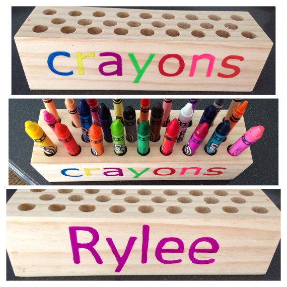 personalized wooden crayon holder family pinterest crayon