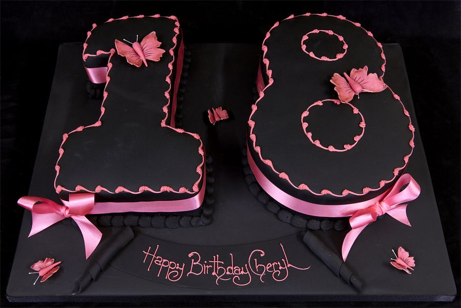 Pink Black Number 18 Cake Party 18th Birthday Cake For Girls