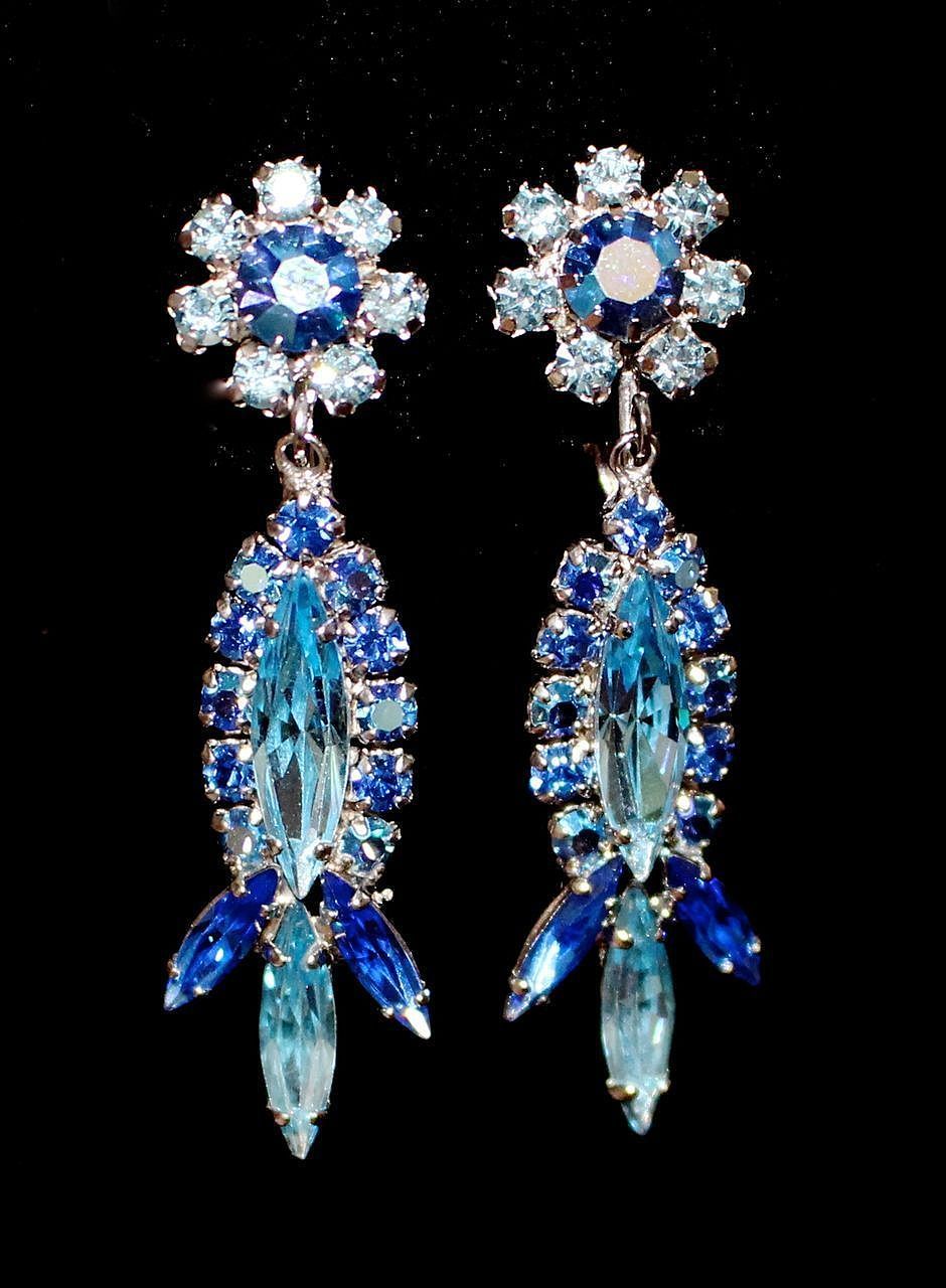 Sherman Chandelier Earrings Swarovski Crystal Rhinestone Shades Of Sherman Chandelier Earrings Swarovski Crystal Rhinestone Shades Of Blue