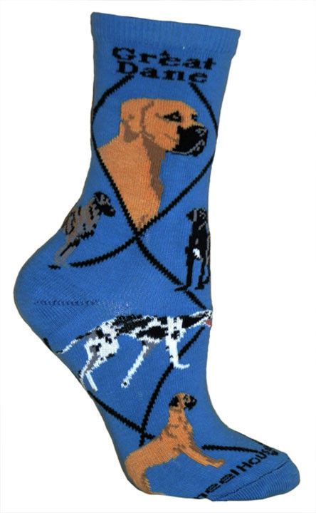 Great Dane Socks On Blue Natural Ears Great Dane Dogs Great
