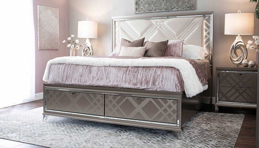 Kendall 3 Piece King Bed Dresser Mirror Nightstand King Beds Headboard Cover Bed