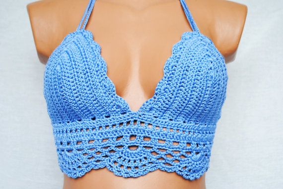 beach crochet top top bra hippie top Crochet top,aqua halter top festival top