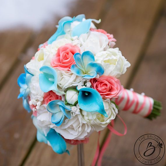 Peony Wedding Bouquet Beach Bridal Natural Touch Spring Peony Wedding Bouquet Beach Bridal Natural Touch Spring Pink And Blue C