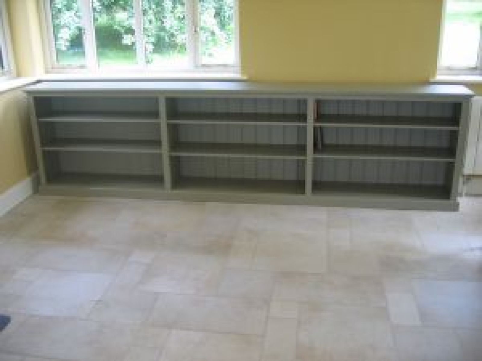 Bespoke painted triple low long bookcase bespoke office furniture pine shop bury