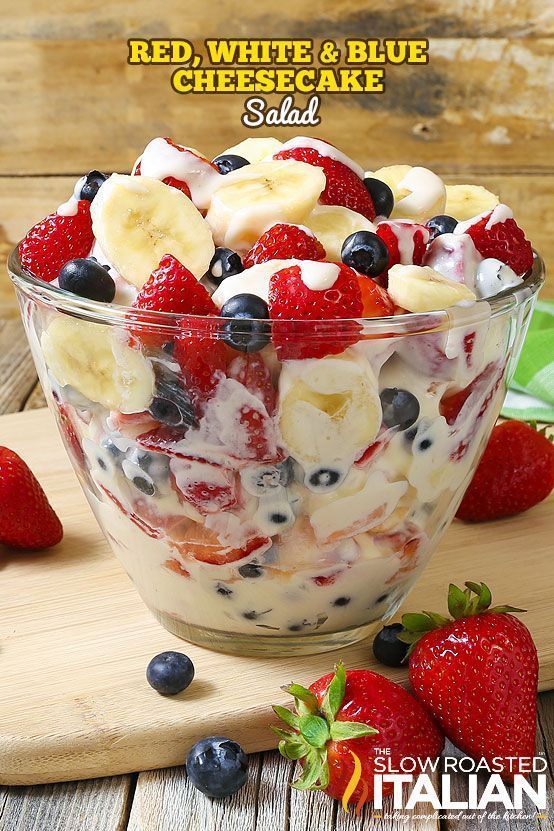 Red, White and Blue Cheesecake Salad + VIDEO