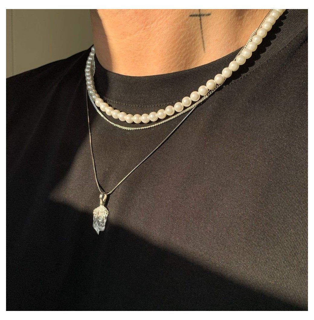 LOVE FOR C/O PEARL NECKLACE #pearl #necklace #men Men's Pearl Necklace |  Acessórios masculinos, Acessórios, Brincos masculinos