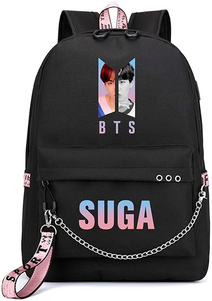 ZIGJOY Kpop Korean Boys Mochila Mochila escolar Mochila con puerto de carga USB Suga Jin Jimin Jung Kook Para aficionados Suga Negro: Amazon.es: Ropa y accesorios Mochila Kpop, Mochila Do Bts, Bts Backpack, Bts School, Bts Bag, Stylish School Bags, Bts Hoodie, Barbie Doll Set, Army Clothes