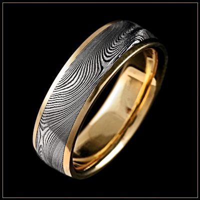 Starlight Damascus Steel Wedding Ring With 18k Royal Yellow Gold Starlight Damascus Steel Wedding Ring With 18k Royal Yellow Gold Channel Idea White Instead Of