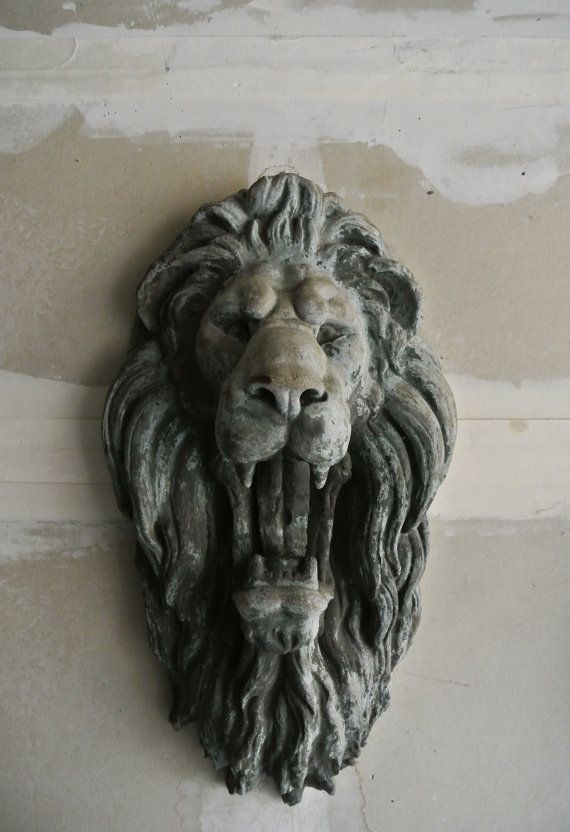 Antique Concrete Lion Head Wall Mount Set Of 2 Garden Antique Concrete Lion Head Wall Mount Set Of 2 By Theerabbithole
