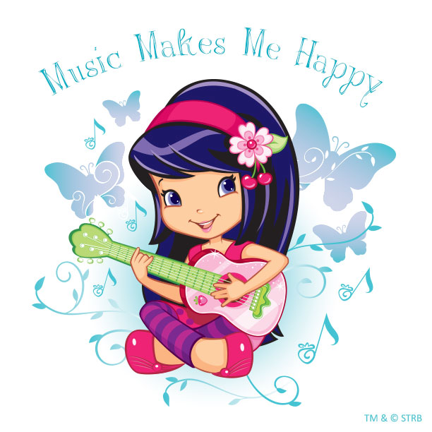 Music Makes Me Happy with Cherry Jam Strawberry shortcake cartoon