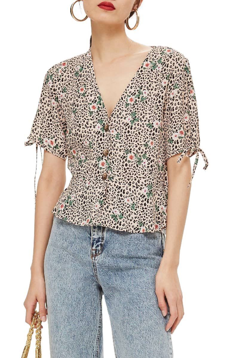 Roshop Womens Loose Hollowed Out Shoulder Floral Print BlouseTops Roshop Womens Loose Hollowed Out Shoulder Floral Print BlouseTops