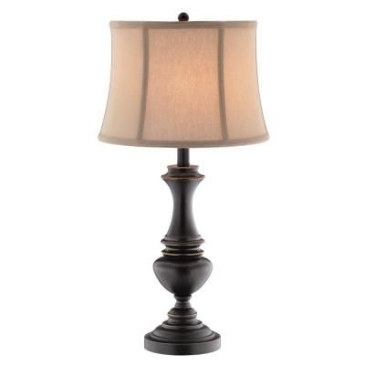Hampton Bay Candler 25 75 In Oil Rubbed Bronze Table Lamp 18823 000 At The Home Depot Classic Bronze Table Lamp, Hampton Bay Table Lamps