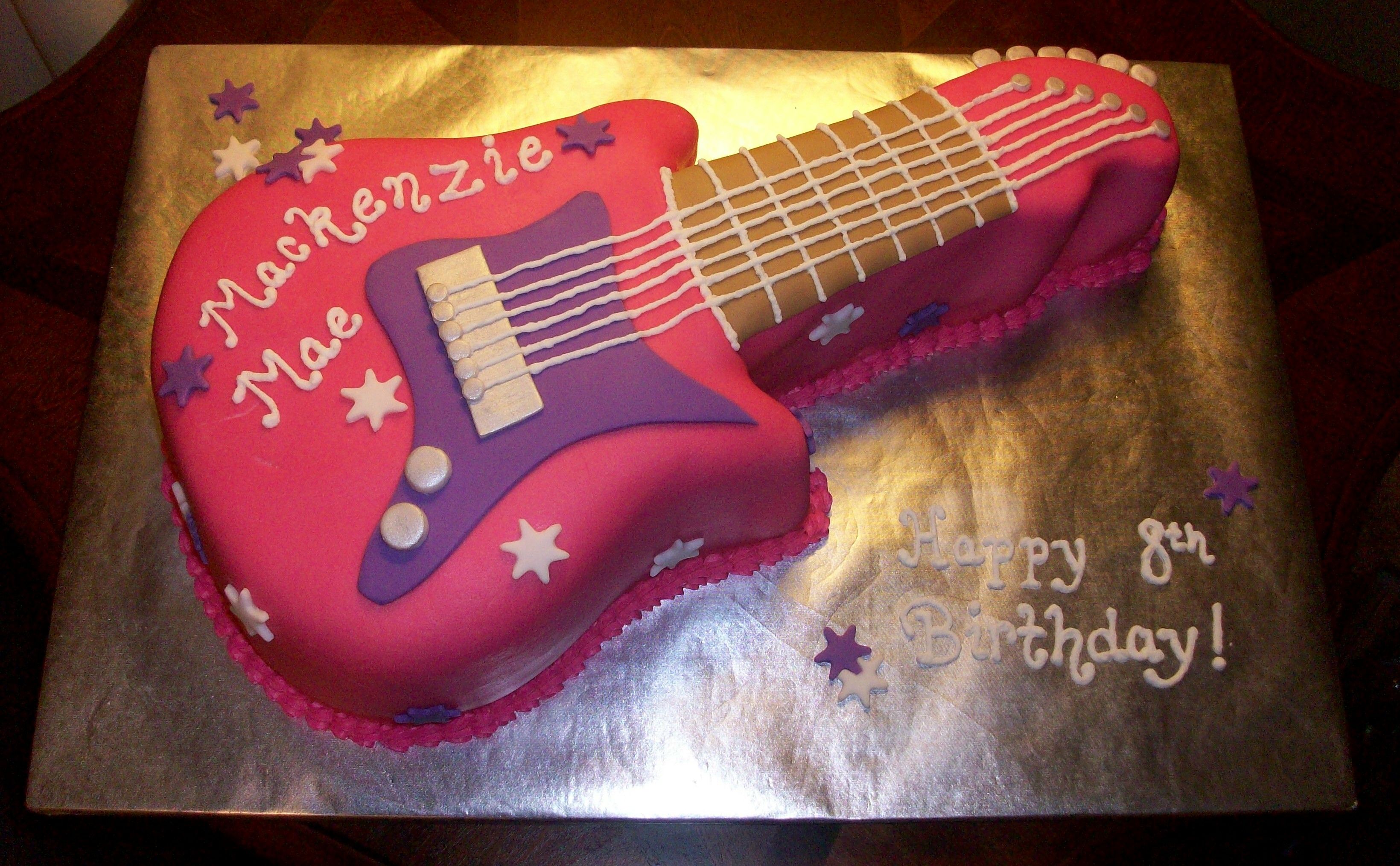 Guitar Cake For An 8 Year Old Girl s Birthday Rock Star Birthday Kylie Guitar Cake For An 8 Year Old Girl s Birthday Rock Star Birthday Kylie