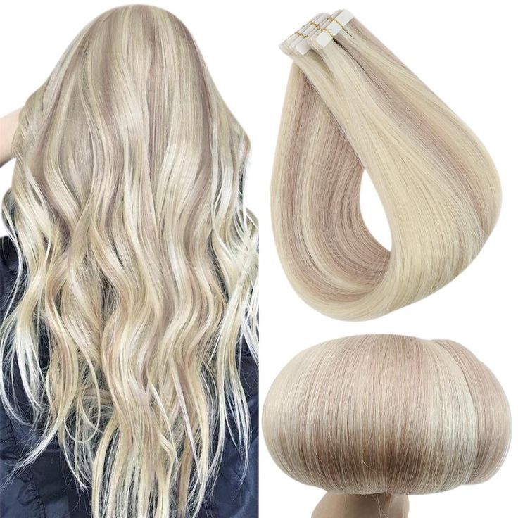 What Makes Fullshine® Invisi-Tapes Different From Any Other Hair Extension is the Skinweft Tape Bonds. They are Designed to Mimic Hair Growing From the Scalp and Made Extra-thin be Invisible for a More Natural-looking and Discreet Extension Than Ever Before. Color: #Ash Blonde with Bleach Blonde Highlighted Seamless Hair Extensions, Natural Hair Extensions, Tape In Hair Extensions, Quality Hair Extensions, Beach Blonde Highlights, Blonde Color, Hair Highlights, Ash Blonde, Real Human Hair