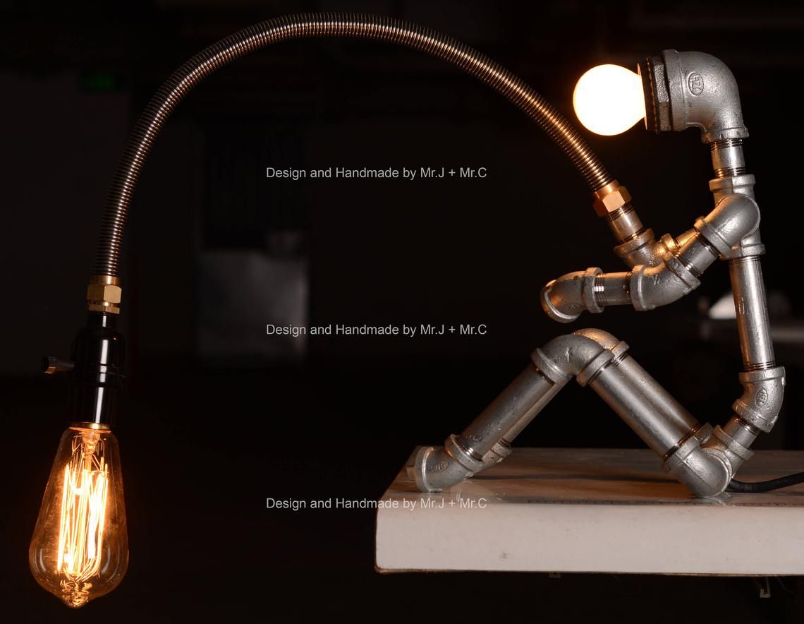 Plafoniere Industrial Style : Ebe designer industrial lighting steampunk lamp table edison