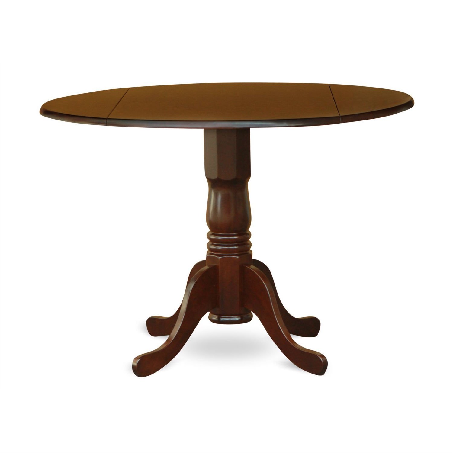 Round 42 Inch Drop Leaf Dining Table With Pedestal Base In Mahogany Round 42 Inch Drop Leaf Dining Table With Pedestal Base In Mahogany Wood Finish