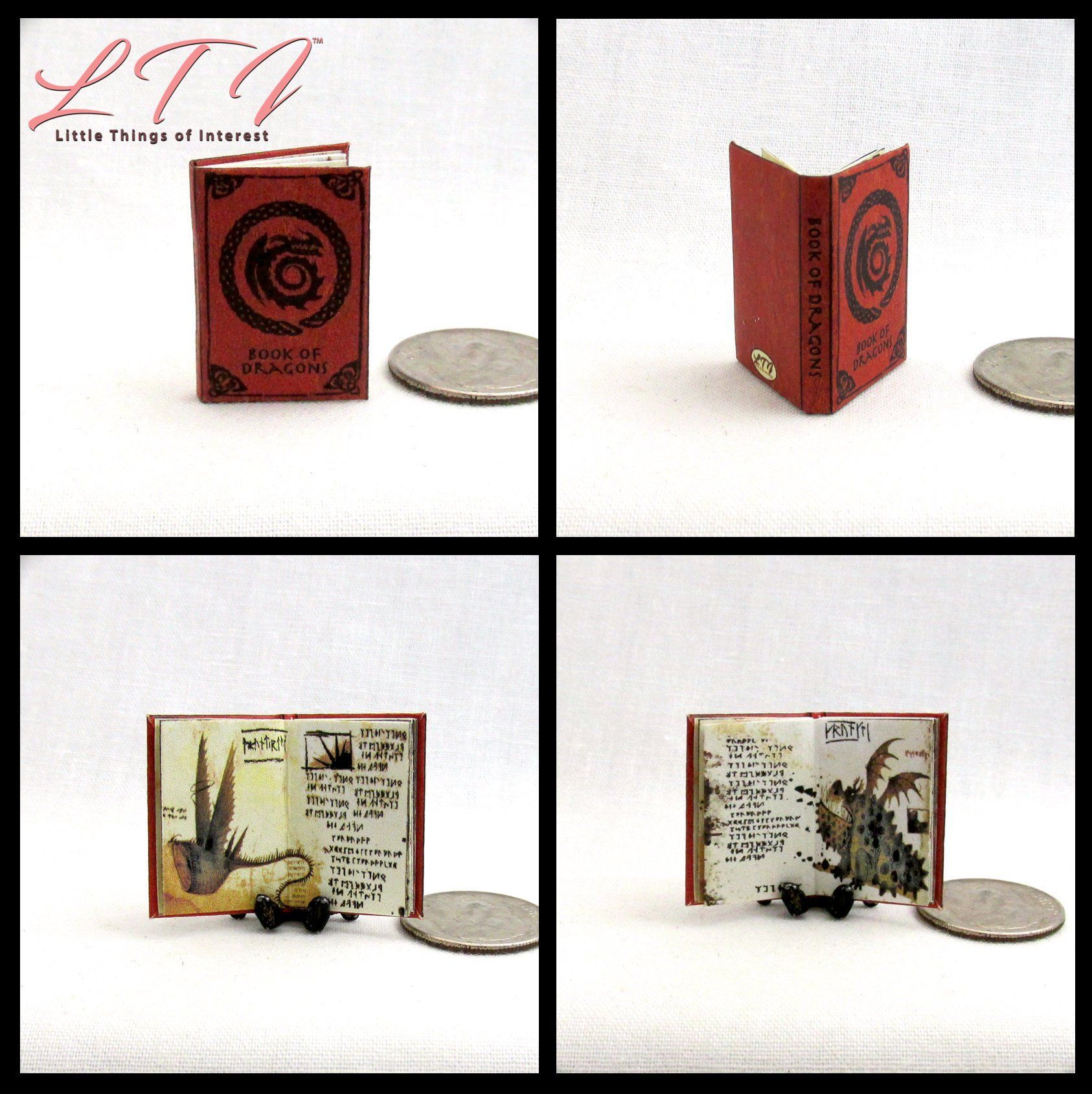 Dragon Book Book Of Dragons dollhouse miniature book w//illustrated pages