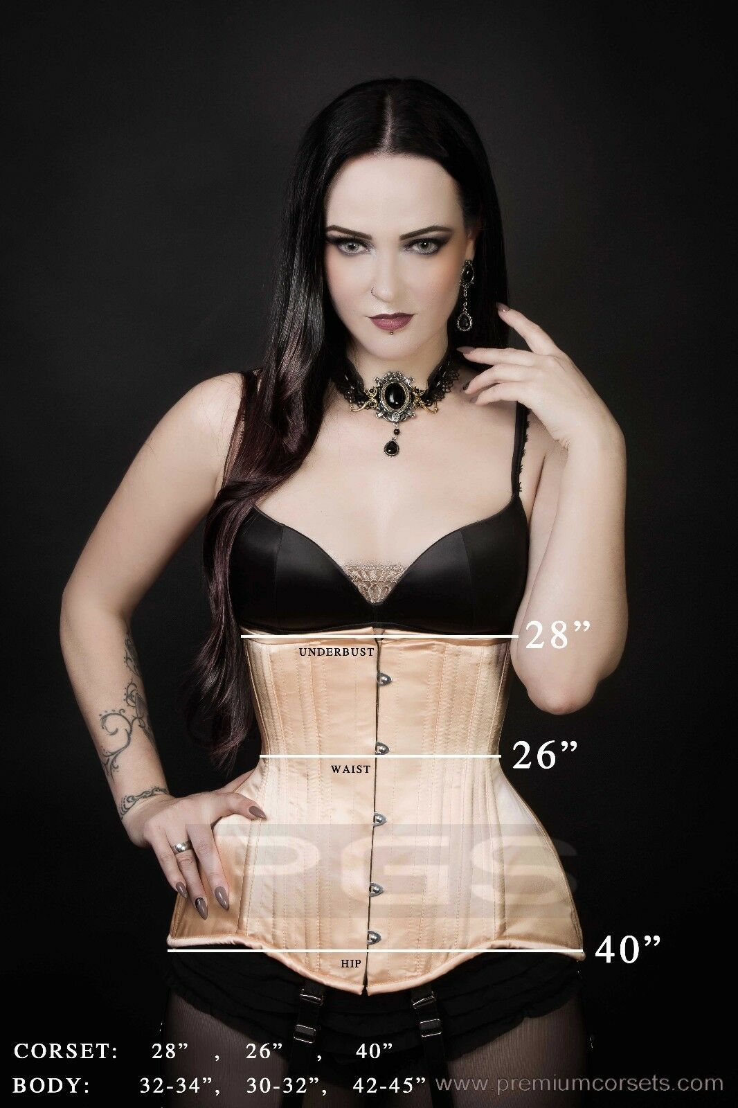 BLACK LEATHER UNDERBUST STEEL BONED CORSET STEELBONED 20/" 22/" 24/" 26/" 28/" 30/"