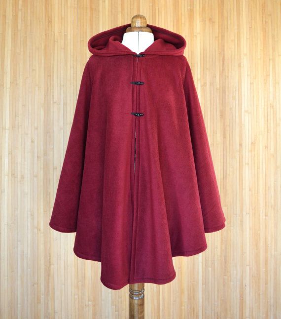 GRACEART Womens Hoodie Woolen Cape Cloak Short Red
