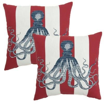 Octopus Outdoor Toss Pillow Decorative Square Outdoor Throw Pillows