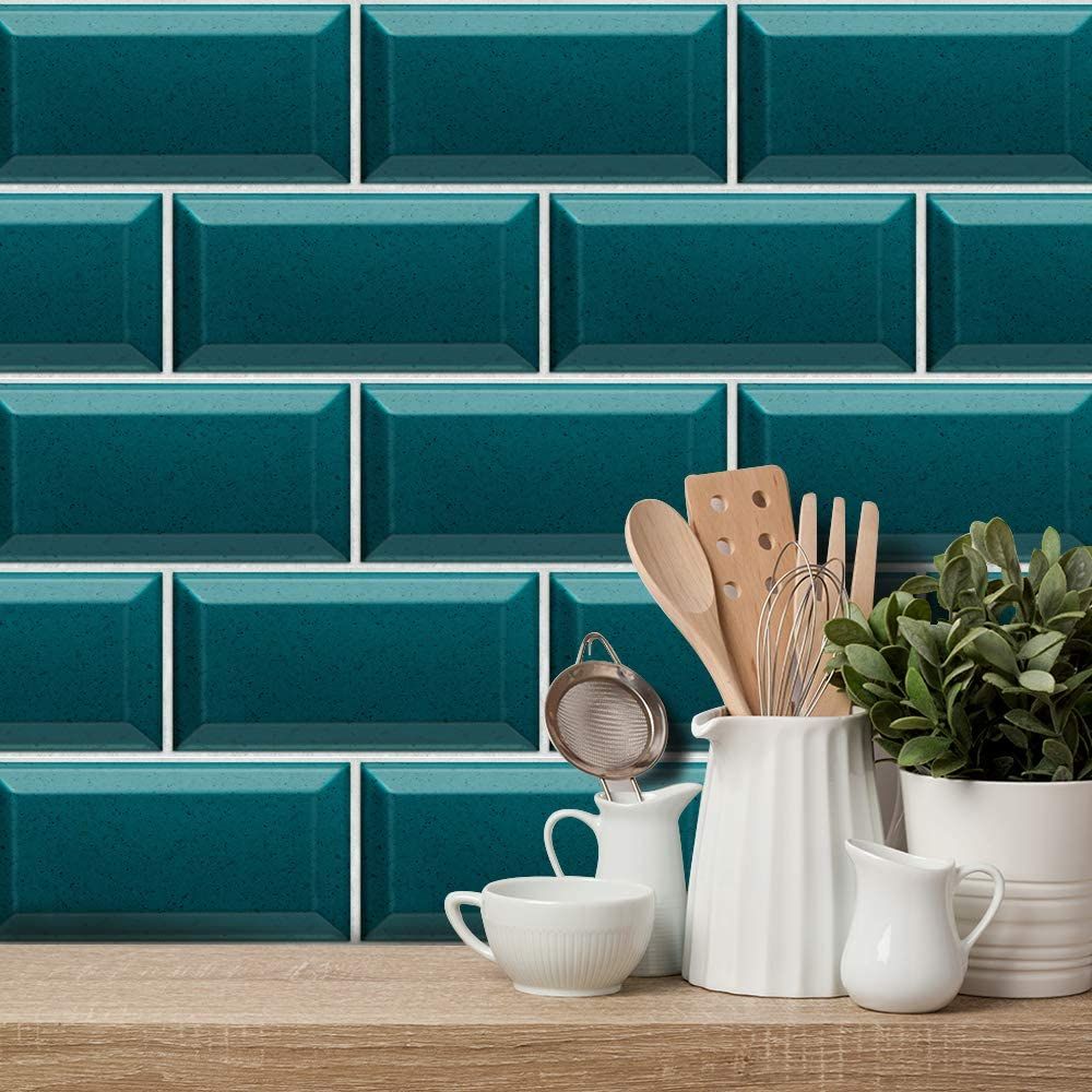 PVC Impermeabile Anticalore Adesivi Mattonelle Autoadesivi Bianco Grigio 60x30cm per Bagno Cucina ENCOFT 6pz Adesivi per Piastrelle Rettangolare