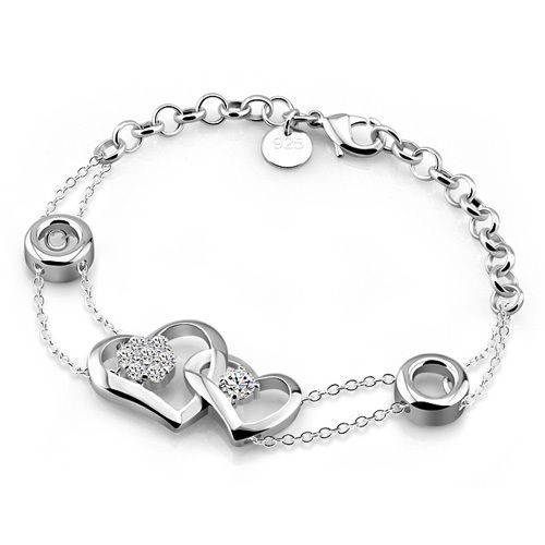Women Fashion 925 Silver Bracelet Solid Real Women Fashion 925 Silver Bracelet