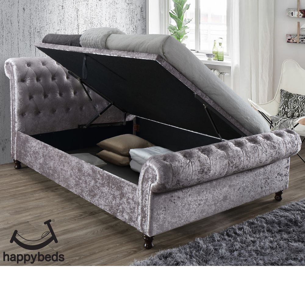 steel fabric ottoman scroll sleigh bed in 2020 steel fabric ottoman scroll sleigh bed in 2020