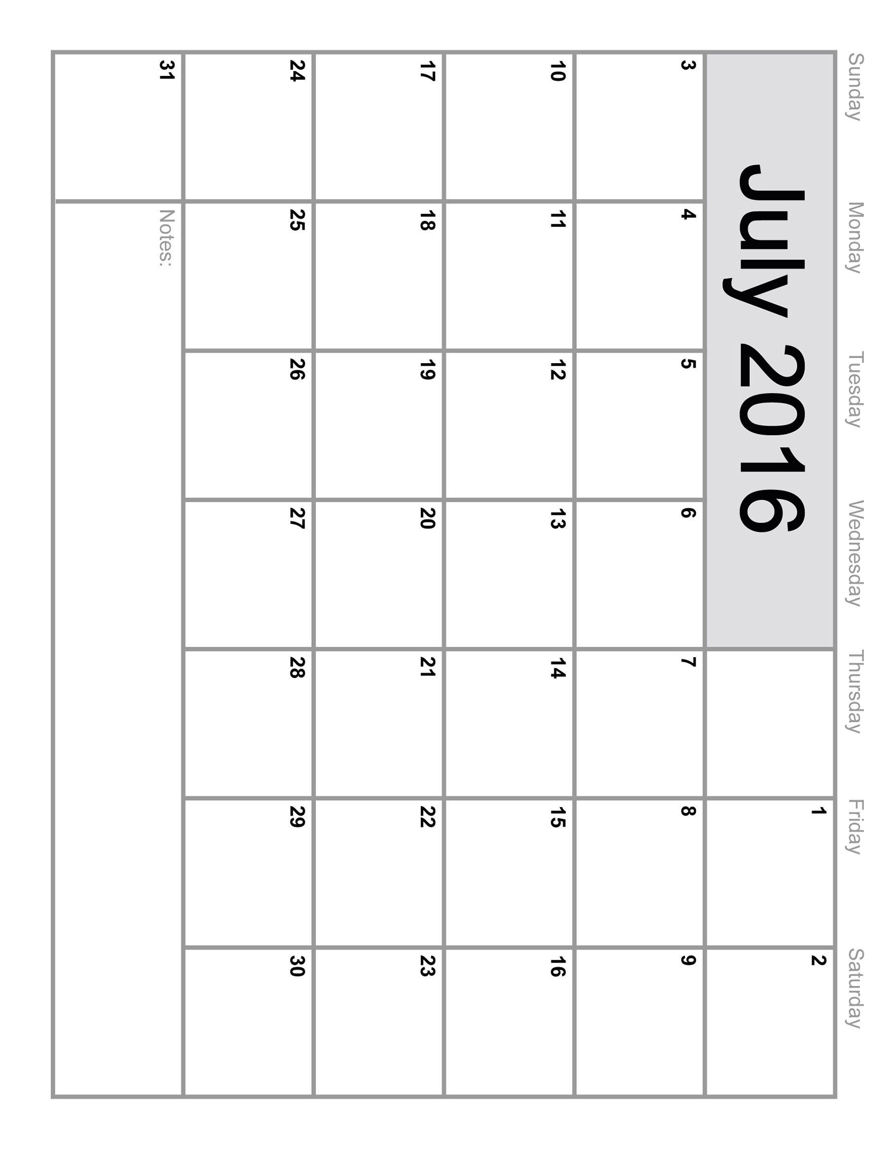 july 2016 calendar printable monthly blank calendar 2016 template