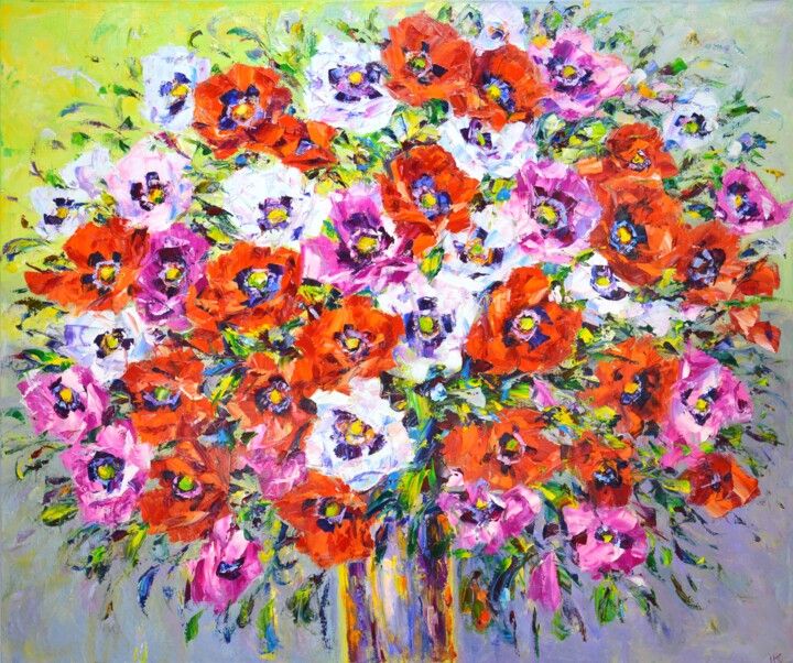 Oil Painting On Canvas, Canvas Artwork, Pop Art, France Drawing, White Poppy, Poppy Print, Textured Artwork, Abstract Animals, Types Of Painting