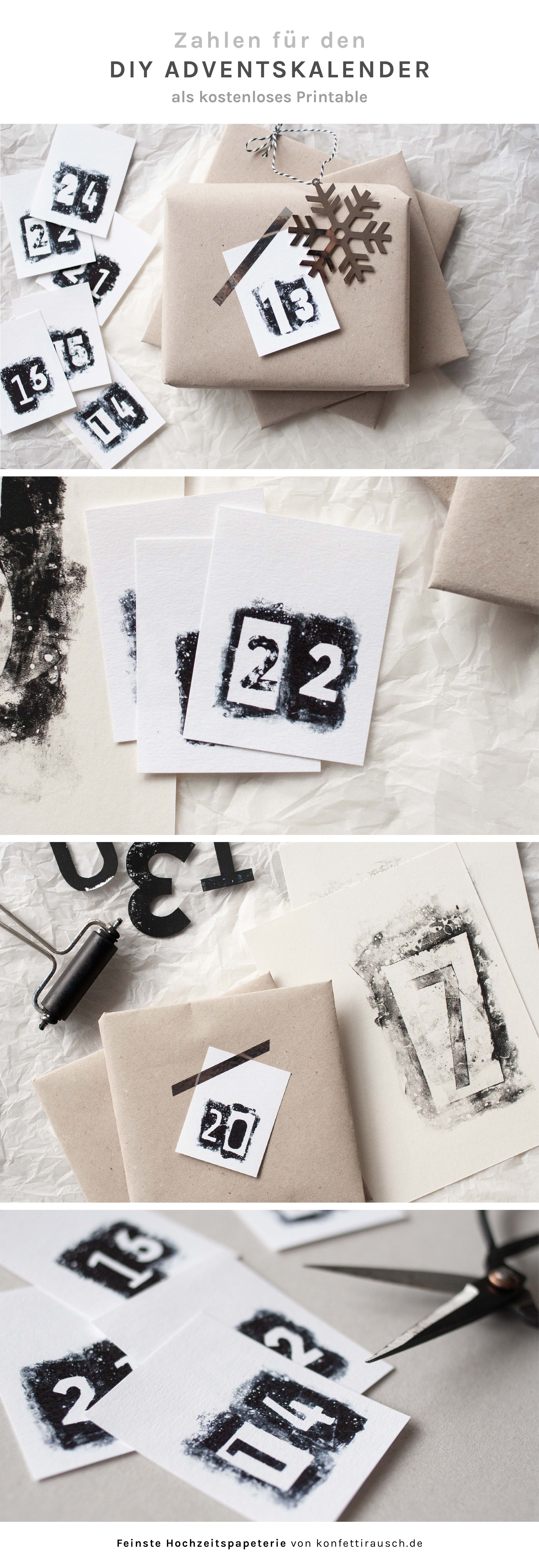 DIY Adventskalender Zahlen als kostenloses Printable zum Ausdrucken