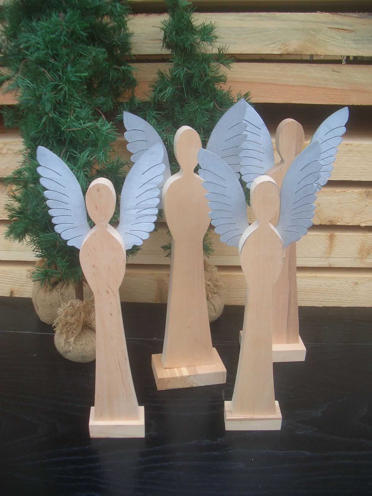 Angel in alder wood - 43 cm + 46 cm - handmade