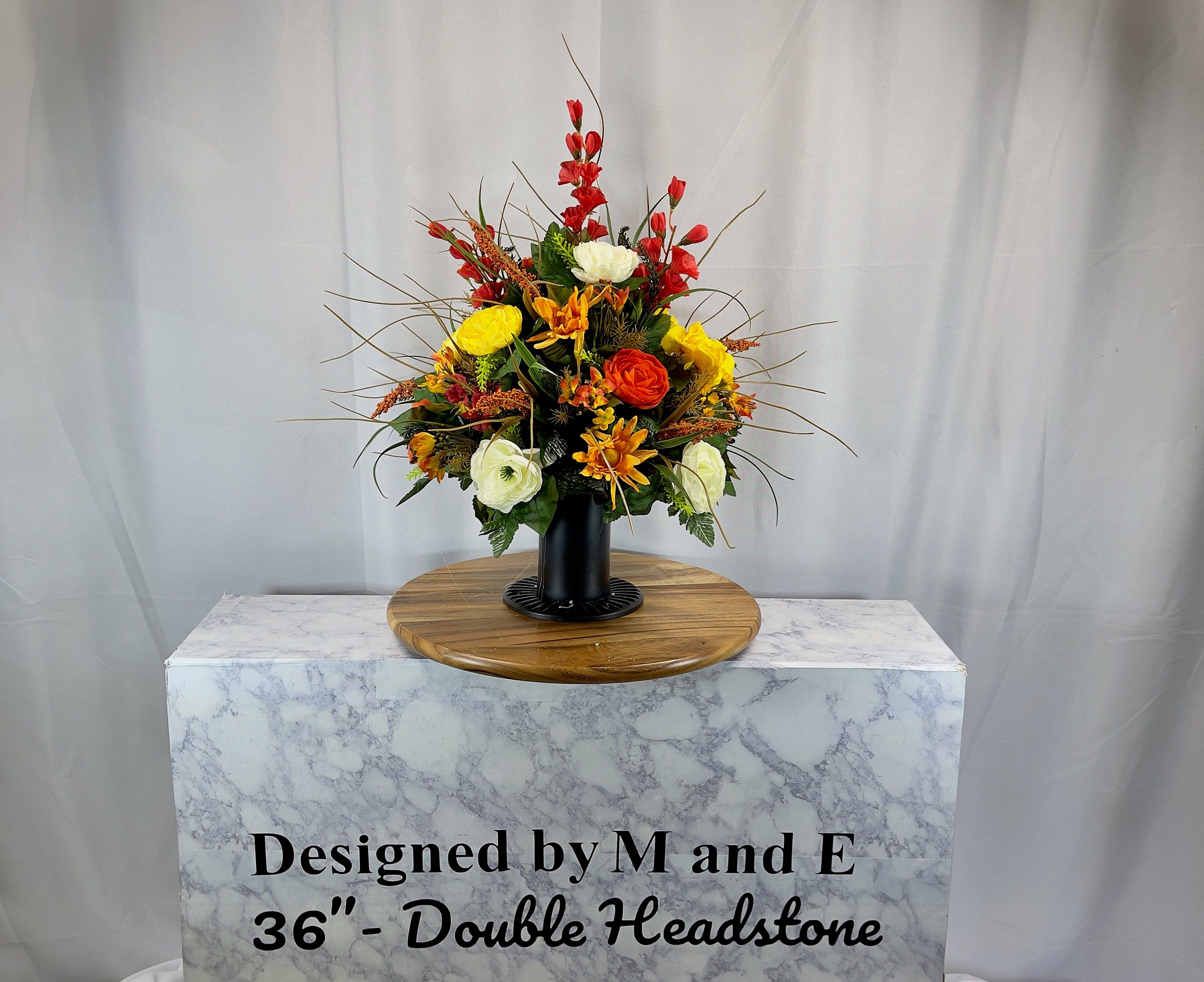 Cemetery Vase, Vase, Memorial Cemetery Vase, Memorial Flowers, Memorial Day Cemetery Vase, Sympathy Flowers This Vase is ideal for a Cemetery Vase Canister and is made on a Foam Vase Insert. This vase piece is embellished with quality silk flowers. Please see photos for dimensions. My promise to you is the picture you see is the arrangement you get. I personally design and build every arrangement unless you request a custom order or specific color. If you are not able to find that perfect arrang Cemetery Vases, Cemetery Flowers, Special Flowers, All Flowers, Memorial Flowers, Sympathy Flowers, Yellow Daisies, Headstones, White Roses