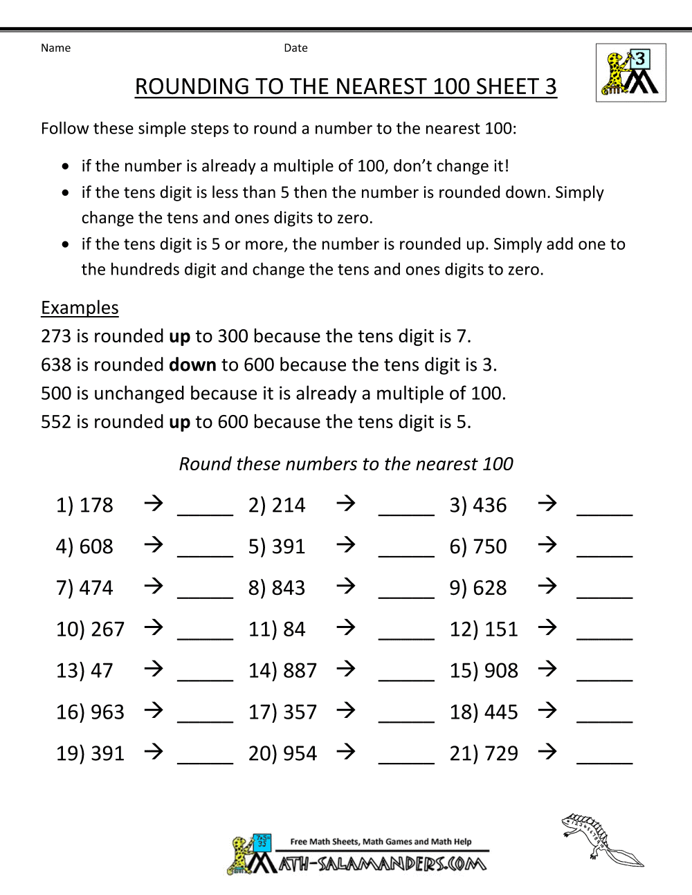Worksheets Rounding Worksheets 3rd Grade rounding number worksheets nearest 100 3 clasa 5 pinterest 3