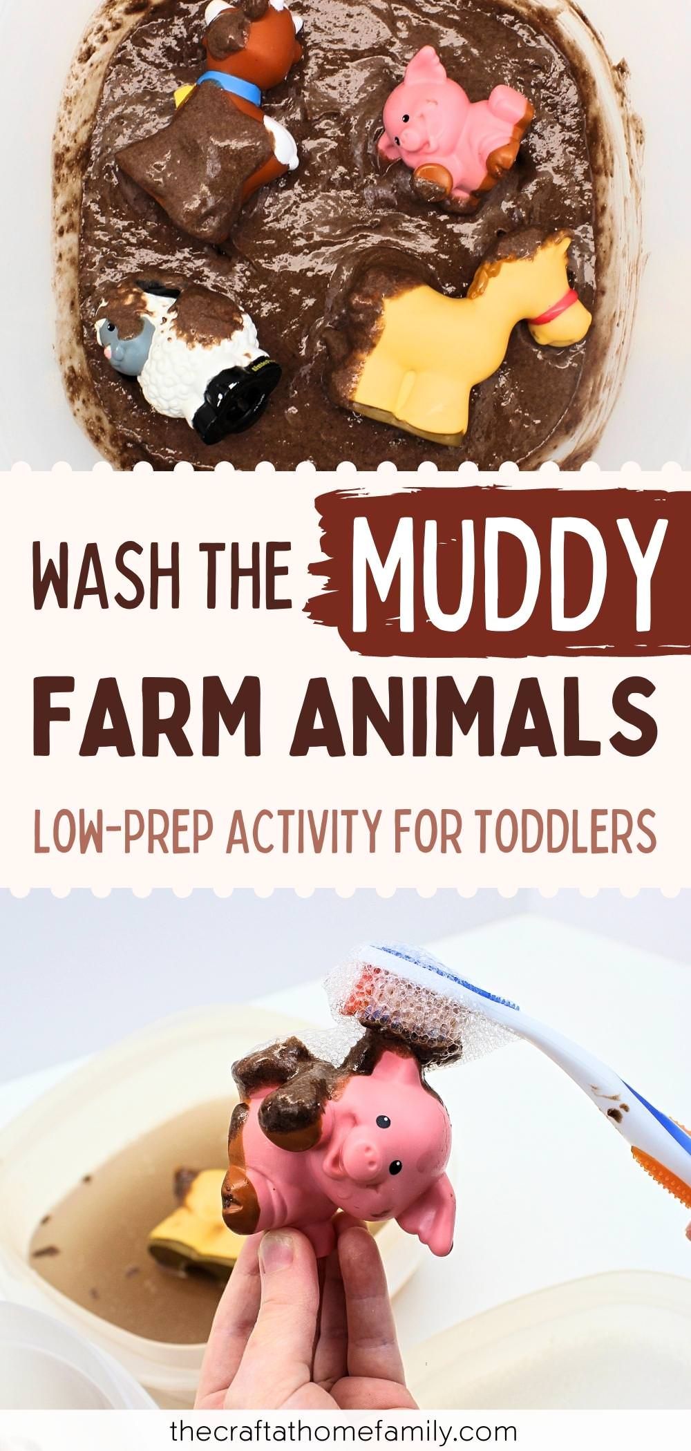 “Wash the Muddy Farm Animals” Sensory Bin