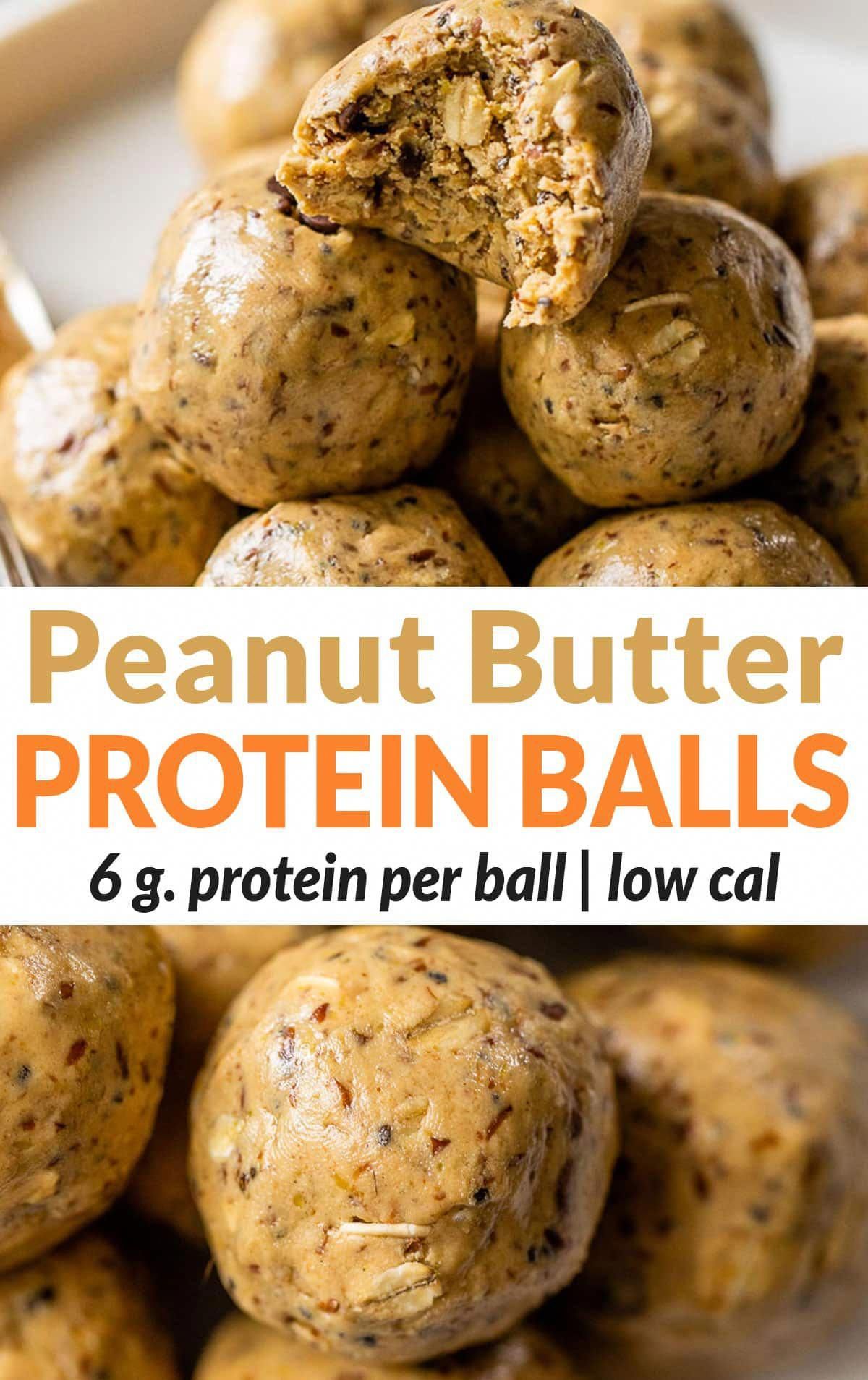 Healthy peanut butter protein balls that are low calorie and high protein! Easy no bake recipe for post workout, quick snacks and breakfast! #WhatIsHealthyDietFood Low Calorie High Protein Snacks, Protein Balls Healthy, Protein Balls Recipes, Protein Bites, High Protein Low Carb Recipes Breakfast, Healthy Recipes Low Calorie, Low Carb Low Calorie Snacks, Low Calorie Desserts Easy, Protein Desserts