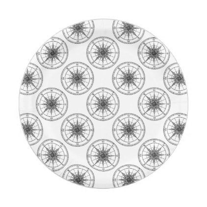 Compass Vintage Rose Paper Plate - retro kitchen gifts vintage ... Compass Vintage Rose Paper Plate - retro kitchen gifts vintage ...