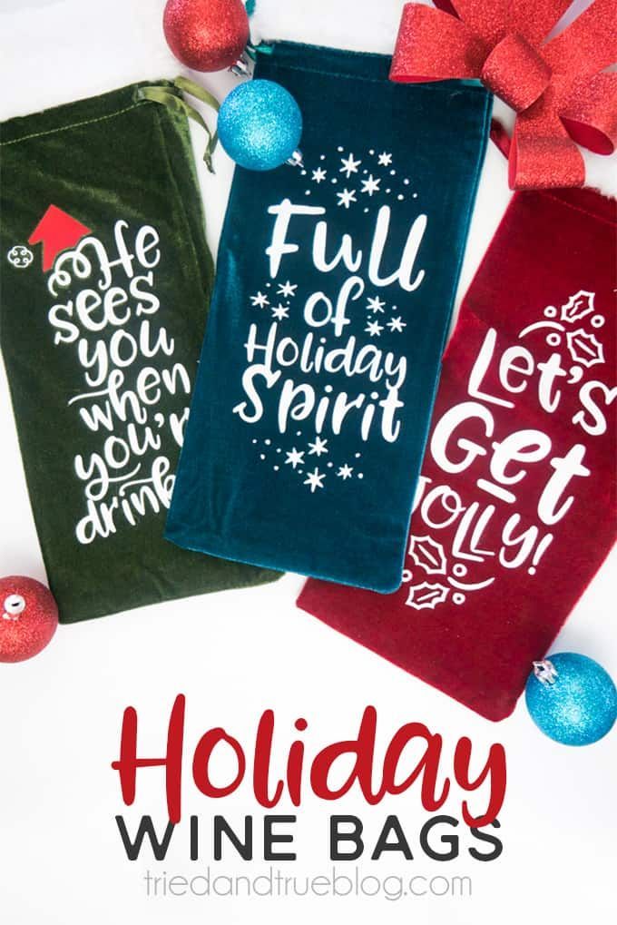 Download Holiday Wine Gift Bags Free SVG Files | Wine gifts, Vinyl ...