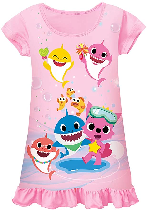 Toddler Nightgowns Girls Baby Pajamas Shark Short Sleeve Nightdress Nightie