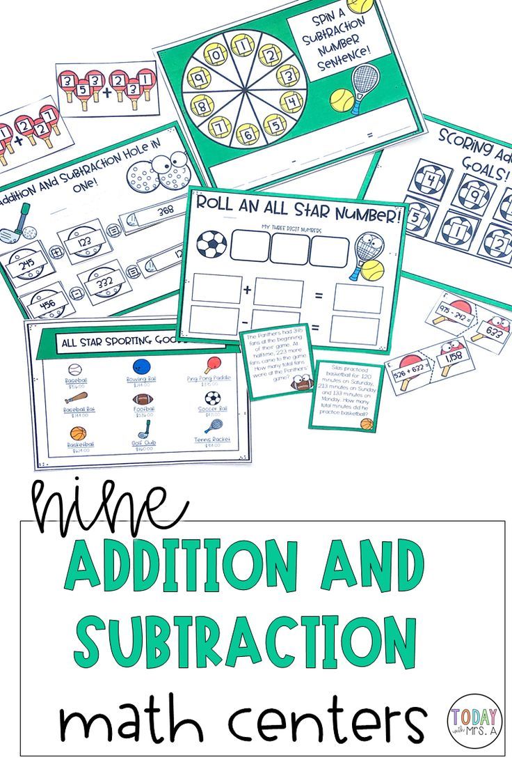 Mastering three digit addition and subtraction with regrouping and without regrouping can be a difficult skill for students. These three digit addition and subtraction with regrouping and without regrouping math centers are an easy and engaging way for students to practice their math skills. Students will have 9 hands on math games to practice their math. These math activities are great for guided math stations or math centers in first grade, second grade or third grade. #additionwithregrouping Easy Math Centers, Addition Math Centers, Addition Games, Regrouping Subtraction, Addition And Subtraction Worksheets, Multiplication, Math Games, Math Activities