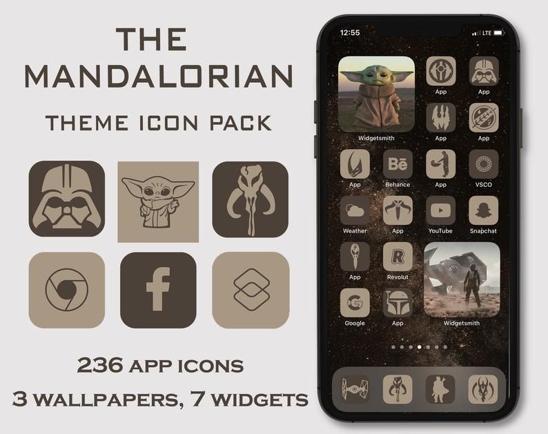 The Mandalorian iconsStar Wars iOS iconsiPhone iconsbrown | Etsy in