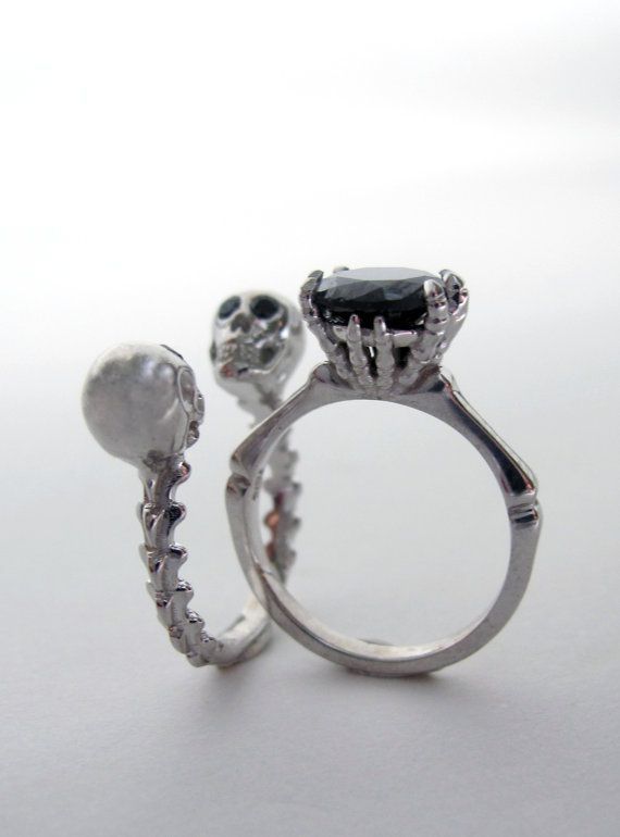 Till Do Us Part Goth Skeleton Black Diamond Engagement Ring Till Do Us Part Goth Skeleton Black Diamond Engagement Ring Vampire Punk Rock Day Of The Dead Macabre Art Deco Rickson Weddings